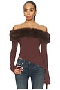 view 1 of 4 Off Shoulder Top in Brown