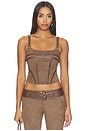 view 1 of 4 Viviane Suede Corset Top in Chocolate