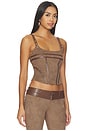 view 2 of 4 Viviane Suede Corset Top in Chocolate