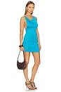 view 1 of 5 Cowl Neck Mini Dress in Turquoise