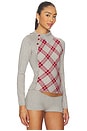 view 2 of 4 Tartan Asymmetric Top in Red & Grey