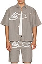 view 4 of 5 Pin Short Sleeve Woven Shirt in Hickory Stripe