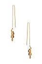 view 2 of 2 Metal Shiny Leaf Earrings in Dore