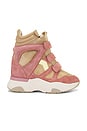 view 1 of 6 Balskee Sneaker Wedge in Light Beige & Pink