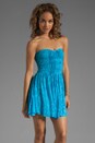 view 1 of 6 Wren Strapless Pleated Mini Dress in Antik Turquoise