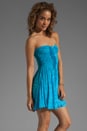 view 3 of 6 Wren Strapless Pleated Mini Dress in Antik Turquoise