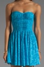 view 5 of 6 Wren Strapless Pleated Mini Dress in Antik Turquoise