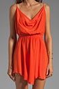 view 5 of 5 Tahani Waves Silk Crepe Cowl Neck Open Back Short Dress in Papaya