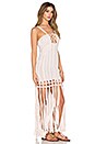 view 3 of 4 Takala Macrame Fringe Dress in Peach