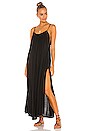 view 2 of 3 Yasmine Solid Gathered Neckline Sundress Maxi in Black