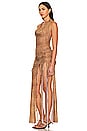 view 3 of 5 Jlo Printed Cowl Neck Side Split Halter Gown in Baby Cheetah