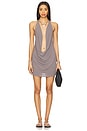 view 1 of 3 Rafaella Solid Plunging Mini Dress in Metal