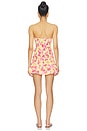 view 4 of 4 Abigail Printed Pinch Front Bandeau Bubble Ruffle Mini Dress With Scarf in Romance