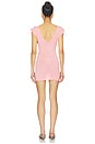 view 3 of 3 Bijous Solid Deep V-neckline, Easy Day To Night Mini Dress With Elasticated Picot Trim in Pink