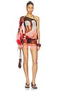 view 1 of 3 Zara Printed One-shoulder Blouson Mini Dress in Picasso