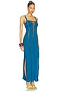 view 2 of 3 Soren Solid Maxi Slash Dress With Macrame Trim in Adriatic