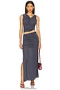 view 5 of 7 Sina Solid Gathered Band Maxi Skirt in Storm