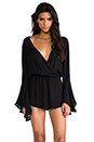 view 1 of 5 Parnell Tulip Sleeve Romper in Black