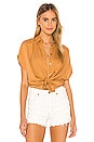 view 1 of 5 Eliza Solid Button Up Short Sleeve Shirt in Honey