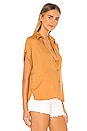 view 3 of 5 Eliza Solid Button Up Short Sleeve Shirt in Honey