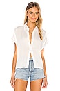 view 1 of 4 Eliza Solid Button Down Short Sleeve Shirt in Ivory