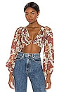 view 1 of 4 Biru Printed Ruched Bodice Crop Top in Fade Rose