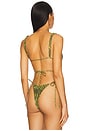 view 4 of 5 Heart Of Gold Skimpy Printed Deep V Open Back Bodysuit in Ganja