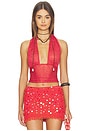 view 1 of 5 Ayat Solid 70s Disco Halter Top in Sienna