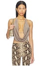 view 1 of 4 Calla Deep Cowl Halter Neck Top in Taupe