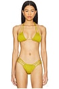 view 1 of 4 Ali Solid Smocked Triangle Bikini Top in Shimmer
