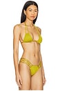 view 2 of 4 Ali Solid Smocked Triangle Bikini Top in Shimmer