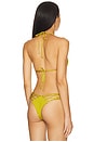 view 3 of 4 Ali Solid Smocked Triangle Bikini Top in Shimmer