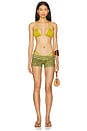 view 4 of 4 Ali Solid Smocked Triangle Bikini Top in Shimmer
