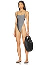 view 1 of 4 DNA.2 Skimpy Solid String Back One Piece Swimsuit in Metal