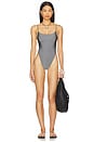 view 2 of 4 DNA.2 Skimpy Solid String Back One Piece Swimsuit in Metal
