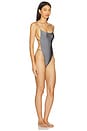 view 3 of 4 DNA.2 Skimpy Solid String Back One Piece Swimsuit in Metal