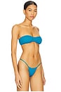 view 2 of 5 Meeyah Solid Smocked Bandeau Bikini Top in Jellyfish
