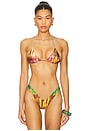 view 1 of 4 Greta Printed Tiny Brazil Triangle Bikini Top in Equinox