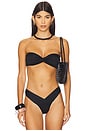 view 1 of 4 Lara Solid Twist Front Sliding Sides Bikini Top in Licorice
