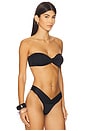 view 2 of 4 Lara Solid Twist Front Sliding Sides Bikini Top in Licorice
