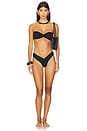 view 4 of 4 Lara Solid Twist Front Sliding Sides Bikini Top in Licorice
