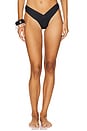 view 1 of 4 Riot Skimpy Solid Gathered High Cut Bikini Bottom in Licorice