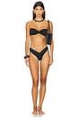 view 4 of 4 Riot Skimpy Solid Gathered High Cut Bikini Bottom in Licorice