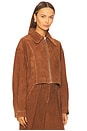 view 3 of 5 Lena Suede Leather Bomber Jacket in Deep Cognac
