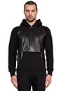 view 1 of 6 Leather Cotton Pullover Hoodie in Black