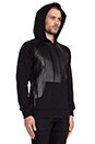 view 2 of 6 Leather Cotton Pullover Hoodie in Black