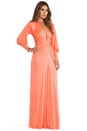 view 2 of 4 Long Sleeve Wrap Maxi Dress in Coral