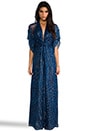 view 1 of 6 Chiffon Metallic Short Sleeve Maxi Dress in Navy