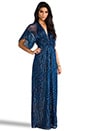 view 2 of 6 Chiffon Metallic Short Sleeve Maxi Dress in Navy