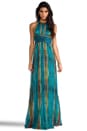 view 1 of 5 Chiffon Metallic Maxi Dress in Turquoise